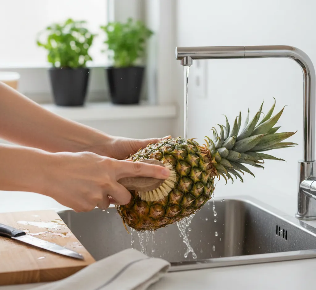 Importancia de limpiar piñas tropicales antes de consumirlas