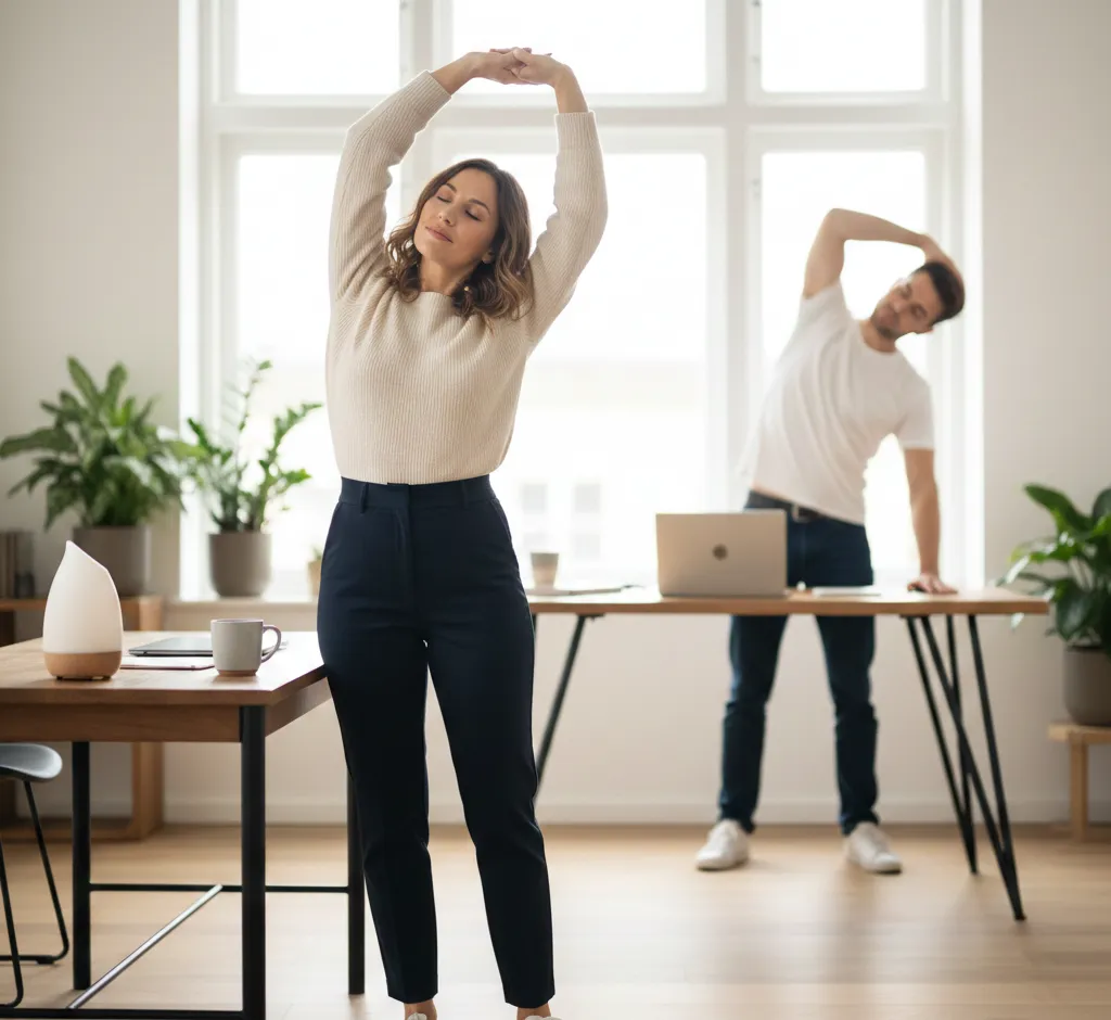 Rutina de estiramientos para trabajadores de oficina: guía completa para cuidar tu cuerpo frente al ordenador